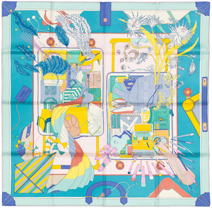 Hermes Silk Scarf Bagage a Main - Turquoise Rose Pal - NWST - 2604131745