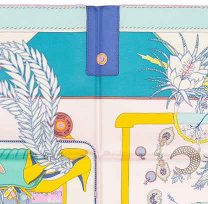 Hermes Silk Scarf Bagage a Main - Turquoise Rose Pal - NWST - 2604131745