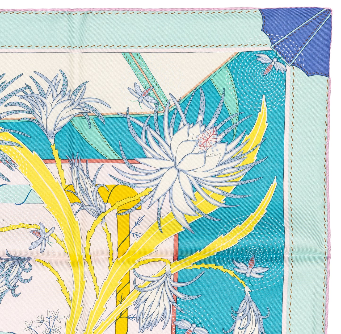 Hermes Silk Scarf Bagage a Main - Turquoise Rose Pal - NWST - 2604131745