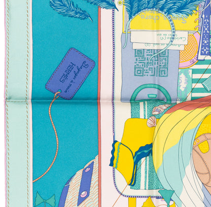 Hermes Silk Scarf Bagage a Main - Turquoise Rose Pal - NWST - 2604131745