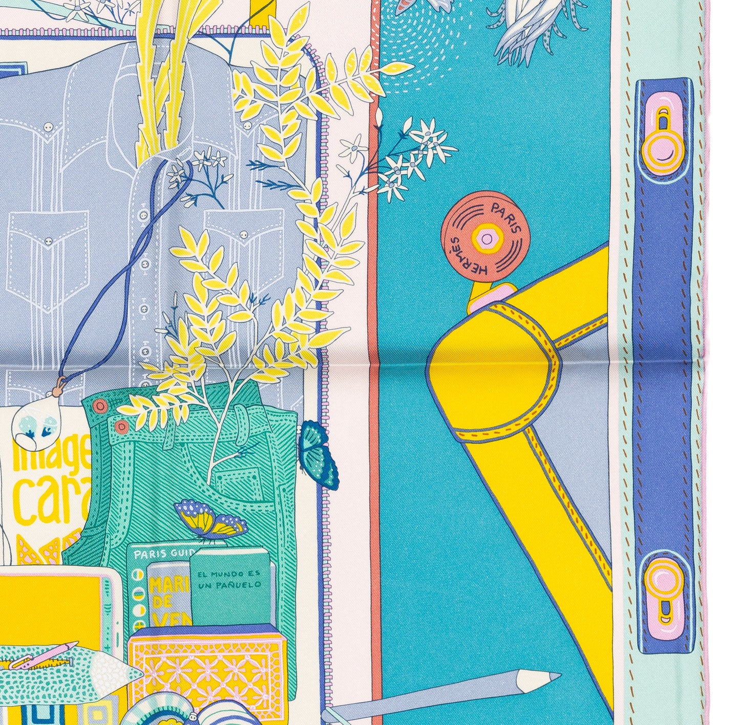 Hermes Silk Scarf Bagage a Main - Turquoise Rose Pal - NWST - 2604131745