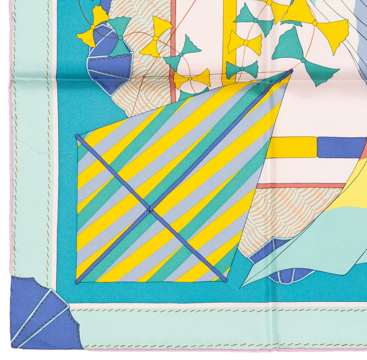 Hermes Silk Scarf Bagage a Main - Turquoise Rose Pal - NWST - 2604131745