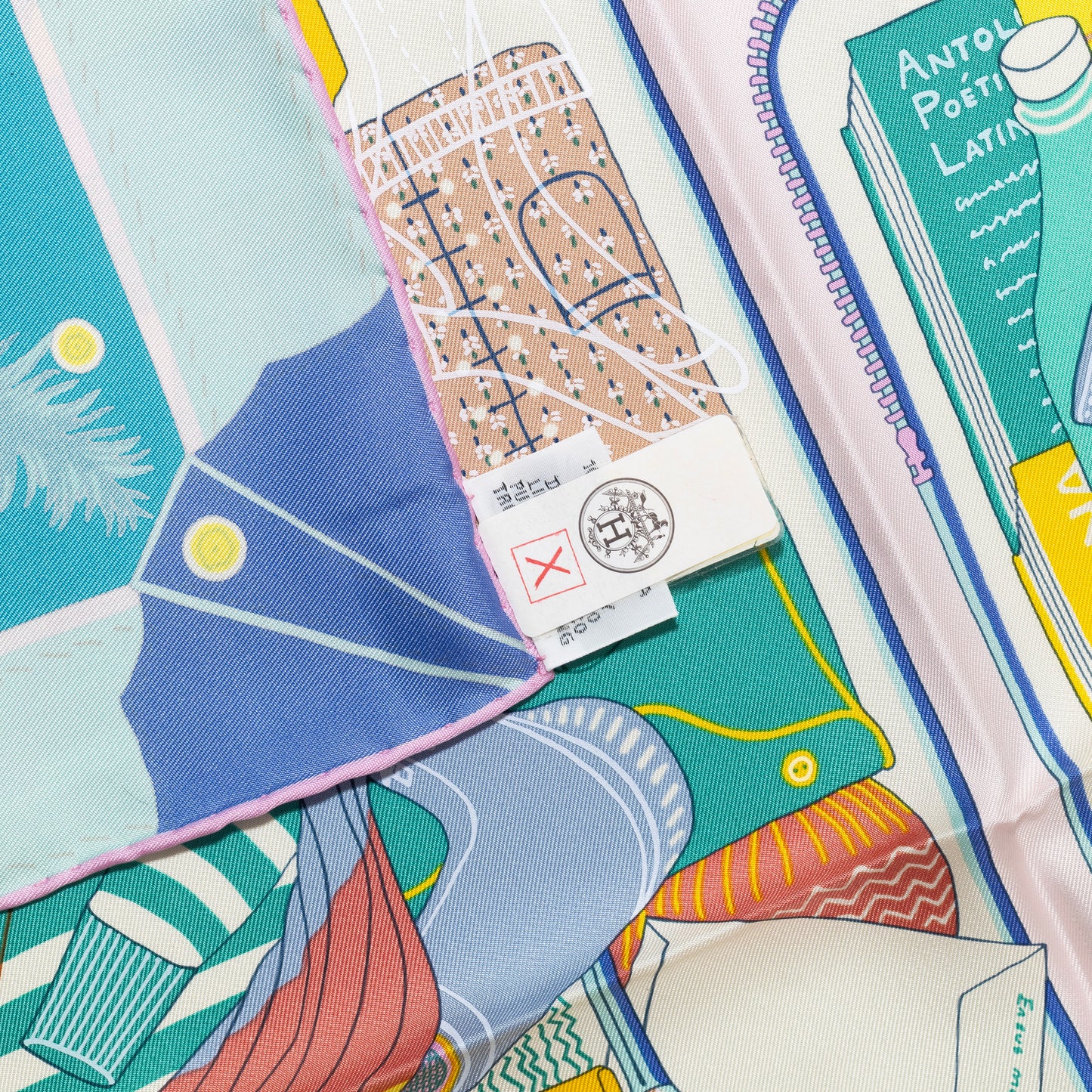 Hermes Silk Scarf Bagage a Main - Turquoise Rose Pal - NWST - 2604131745