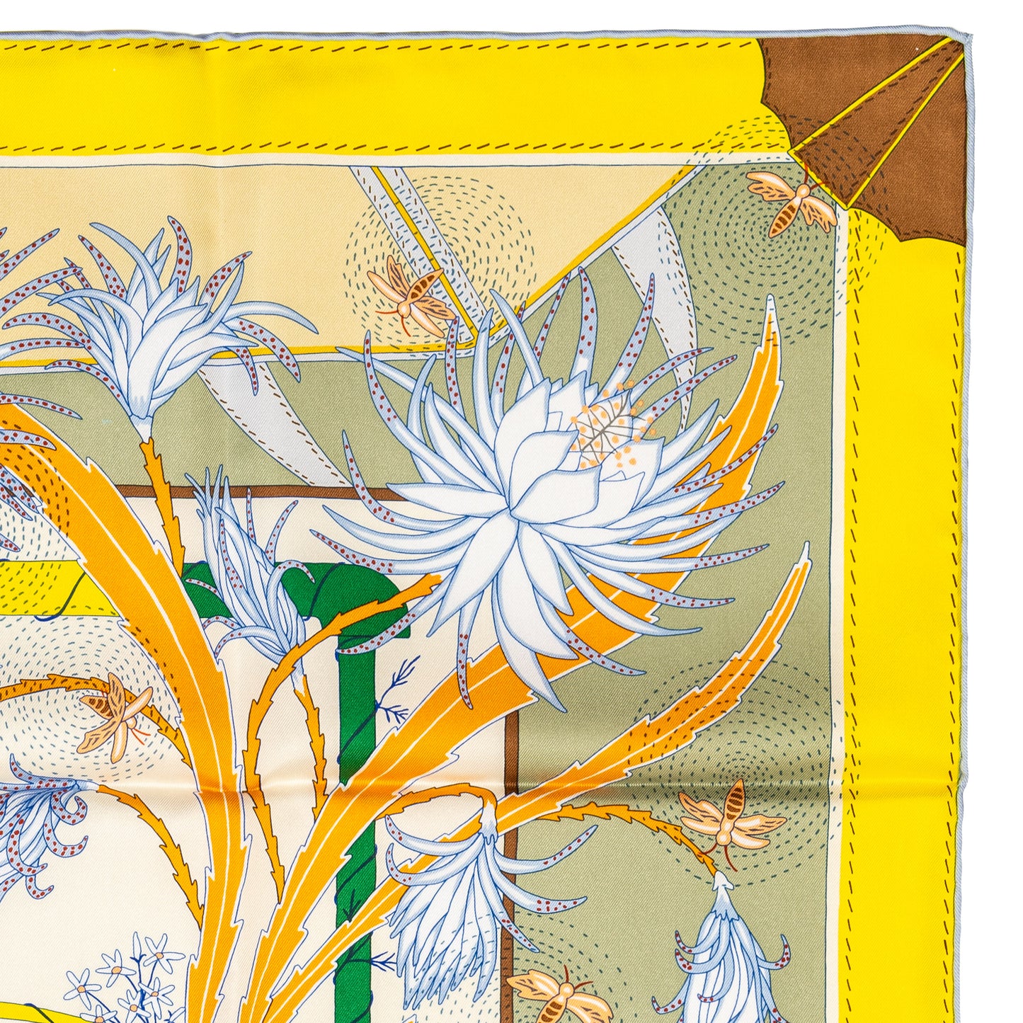 Hermes Silk Scarf Bagage a Main - Vert Amande Jaune - New With Tag