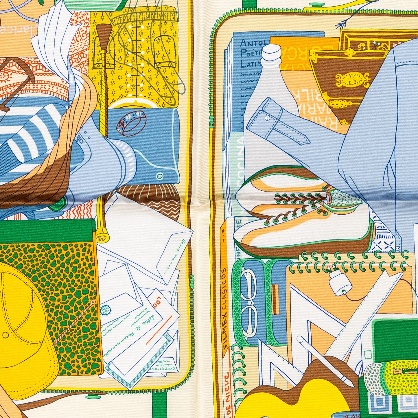 Hermes Silk Scarf Bagage a Main - Vert Amande Jaune - New With Tag