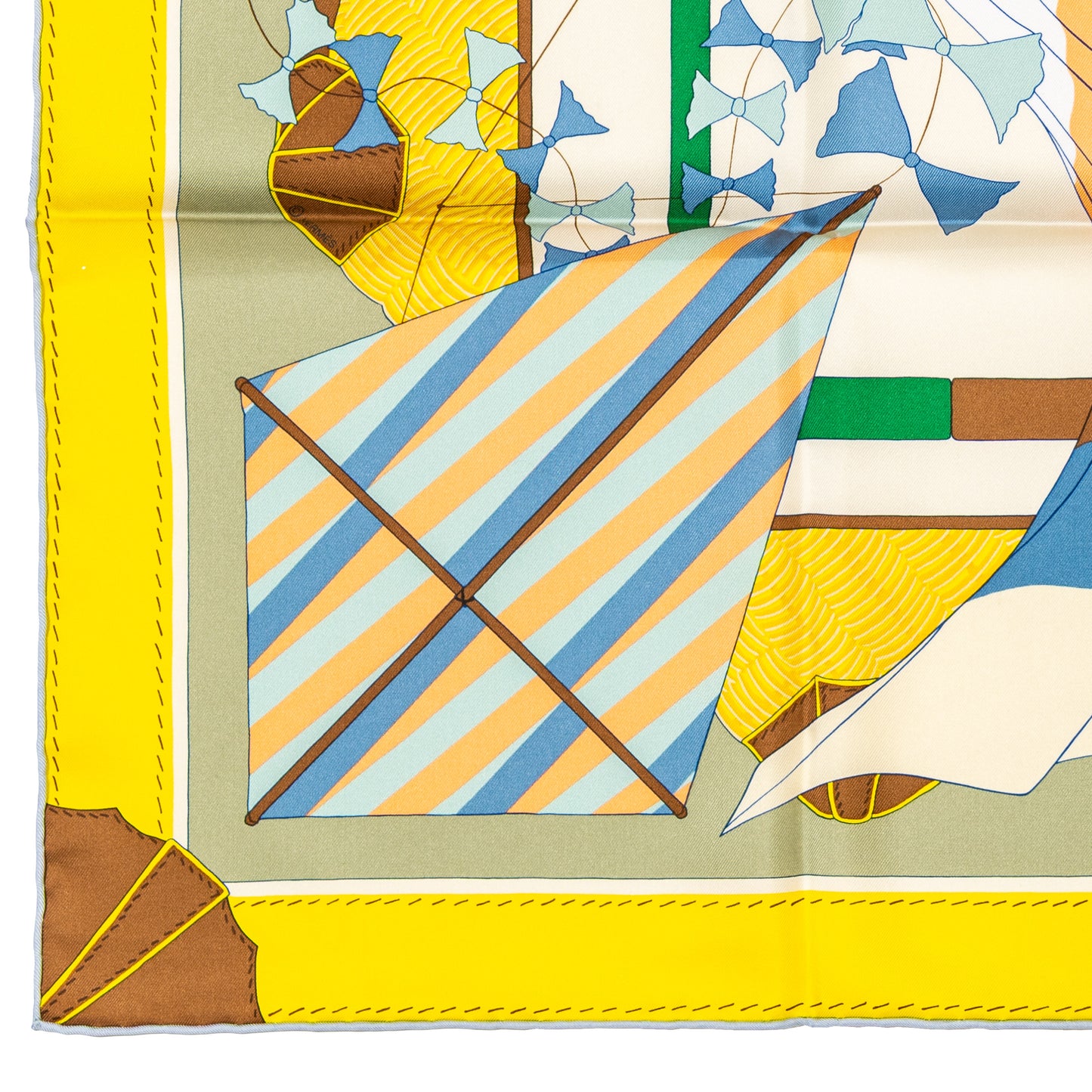 Hermes Silk Scarf Bagage a Main - Vert Amande Jaune - New With Tag