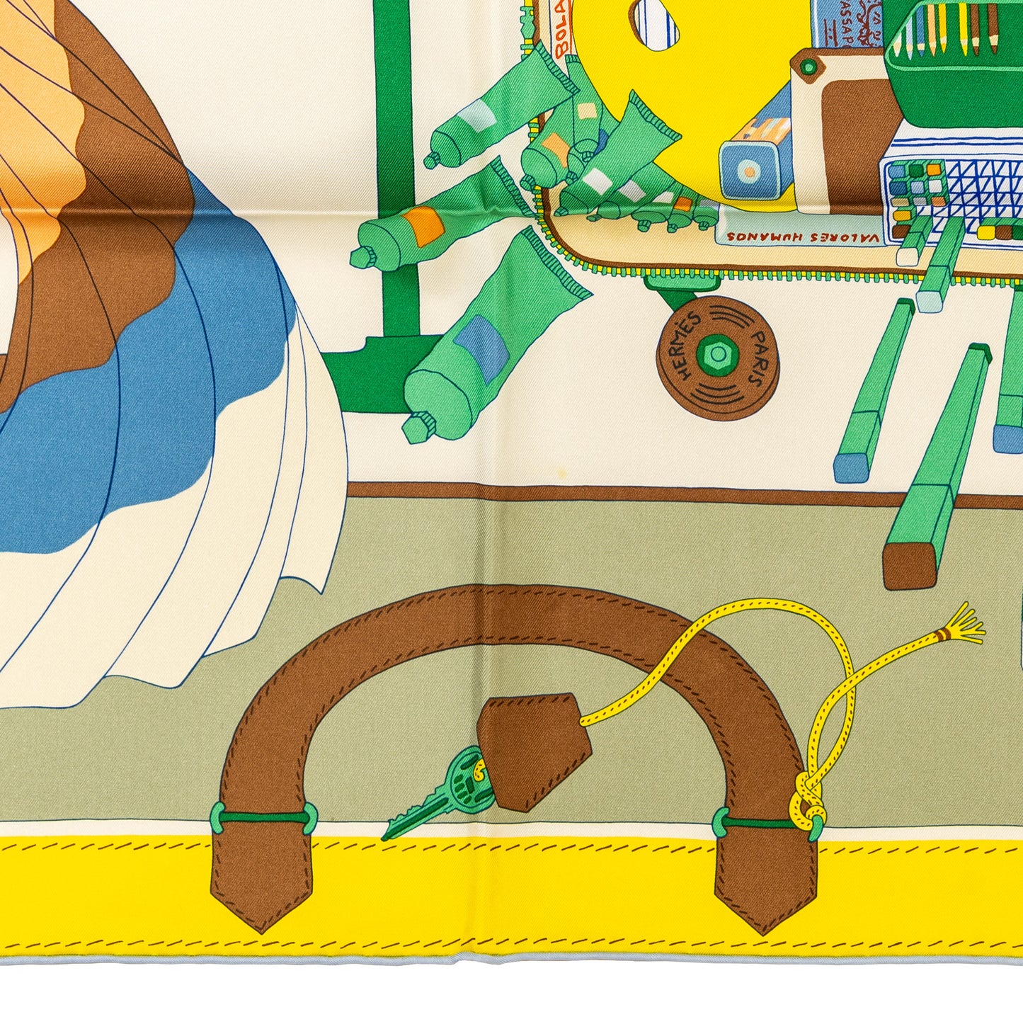 Hermes Silk Scarf Bagage a Main - Vert Amande Jaune - New With Tag