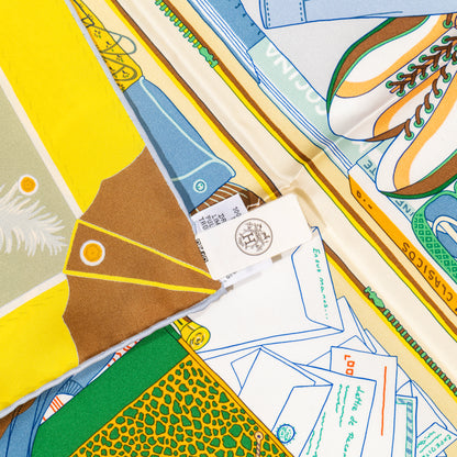 Hermes Silk Scarf Bagage a Main - Vert Amande Jaune - New With Tag