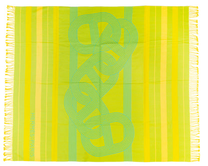 Hermes Beach Towel Pareo - Circuit 24 Chaine D Ancres - Lime Yellow - 132x167cm 100% Cotton Chevron Embroid - New - 2510111722