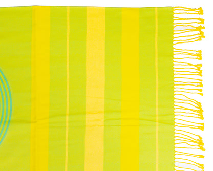 Hermes Beach Towel Pareo - Circuit 24 Chaine D Ancres - Lime Yellow - 132x167cm 100% Cotton Chevron Embroid - New - 2510111722