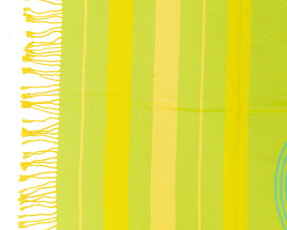Hermes Beach Towel Pareo - Circuit 24 Chaine D Ancres - Lime Yellow - 132x167cm 100% Cotton Chevron Embroid - New - 2510111722
