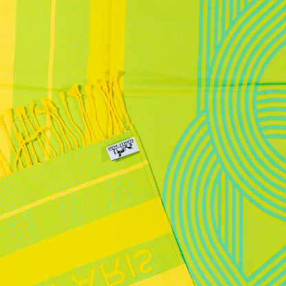 Hermes Beach Towel Pareo - Circuit 24 Chaine D Ancres - Lime Yellow - 132x167cm 100% Cotton Chevron Embroid - New - 2510111722
