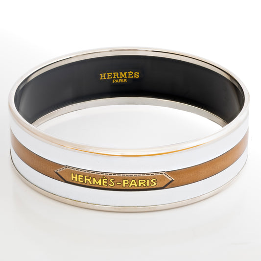 Hermes Bracelet Belt Motif Bracelet - ESP - 65-19mm - Blanc Caramel New