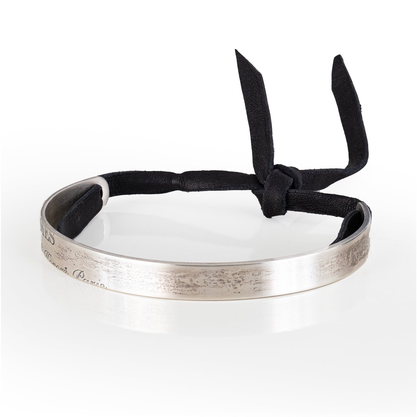 Bracelet Cartouche H - Solid Silver 925 - Veau Leather - 65-8mm - NWOTS 2402102101