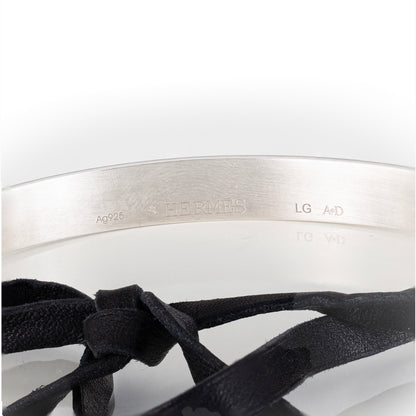 Bracelet Cartouche H - Solid Silver 925 - Veau Leather - 65-8mm - NWOTS 2402102101
