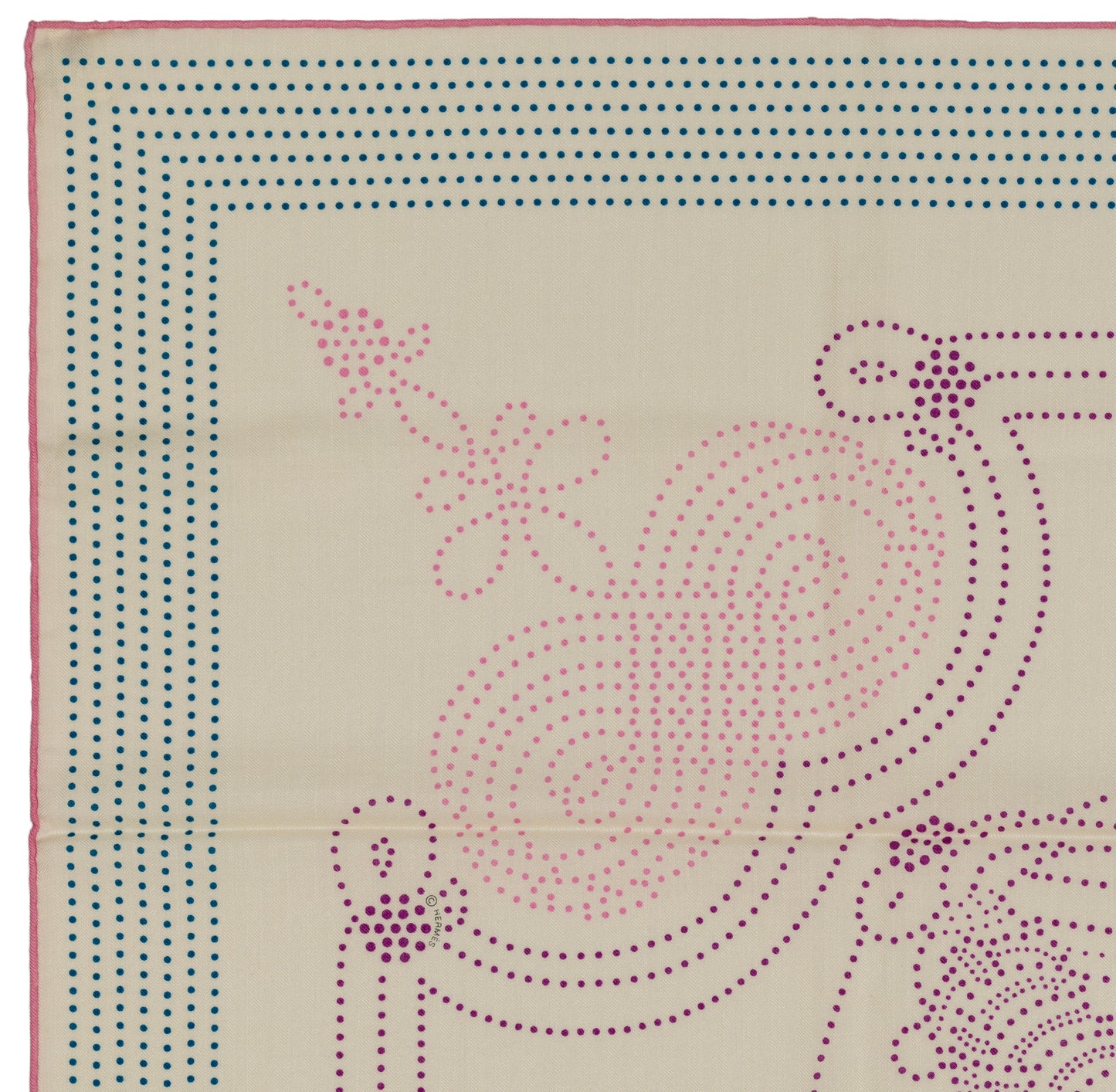 Hermès Shawl Brandebourgs Points - CS140 - Blanc Mauve Bleu - NWSTS - 2606131637