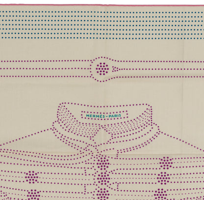 Hermès Shawl Brandebourgs Points - CS140 - Blanc Mauve Bleu - NWSTS - 2606131637