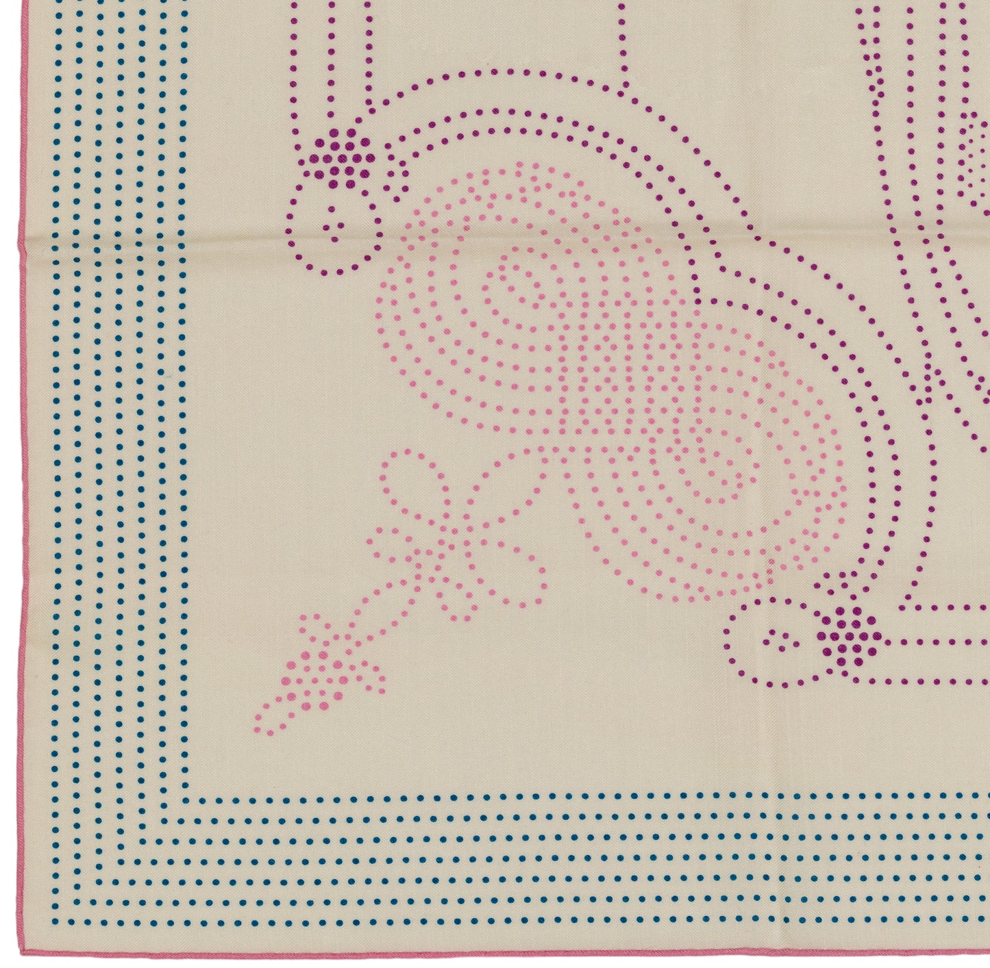 Hermès Shawl Brandebourgs Points - CS140 - Blanc Mauve Bleu - NWSTS - 2606131637