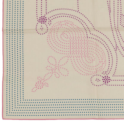 Hermès Shawl Brandebourgs Points - CS140 - Blanc Mauve Bleu - NWSTS - 2606131637