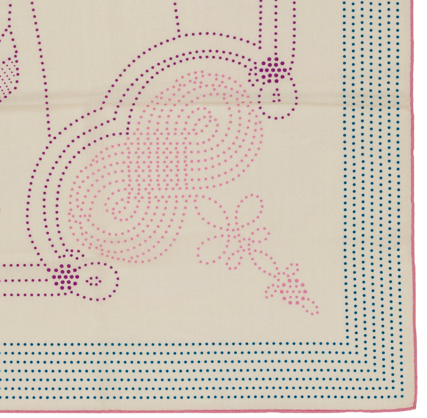 Hermès Shawl Brandebourgs Points - CS140 - Blanc Mauve Bleu - NWSTS - 2606131637