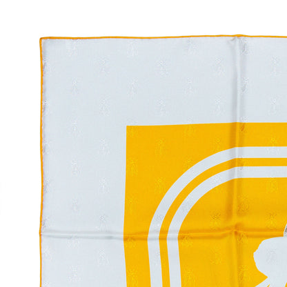 Hermes Scarf Bride De Gala Quadri Tattoo Jacquard Yellow White brown - NWCT RARE - 2404281434