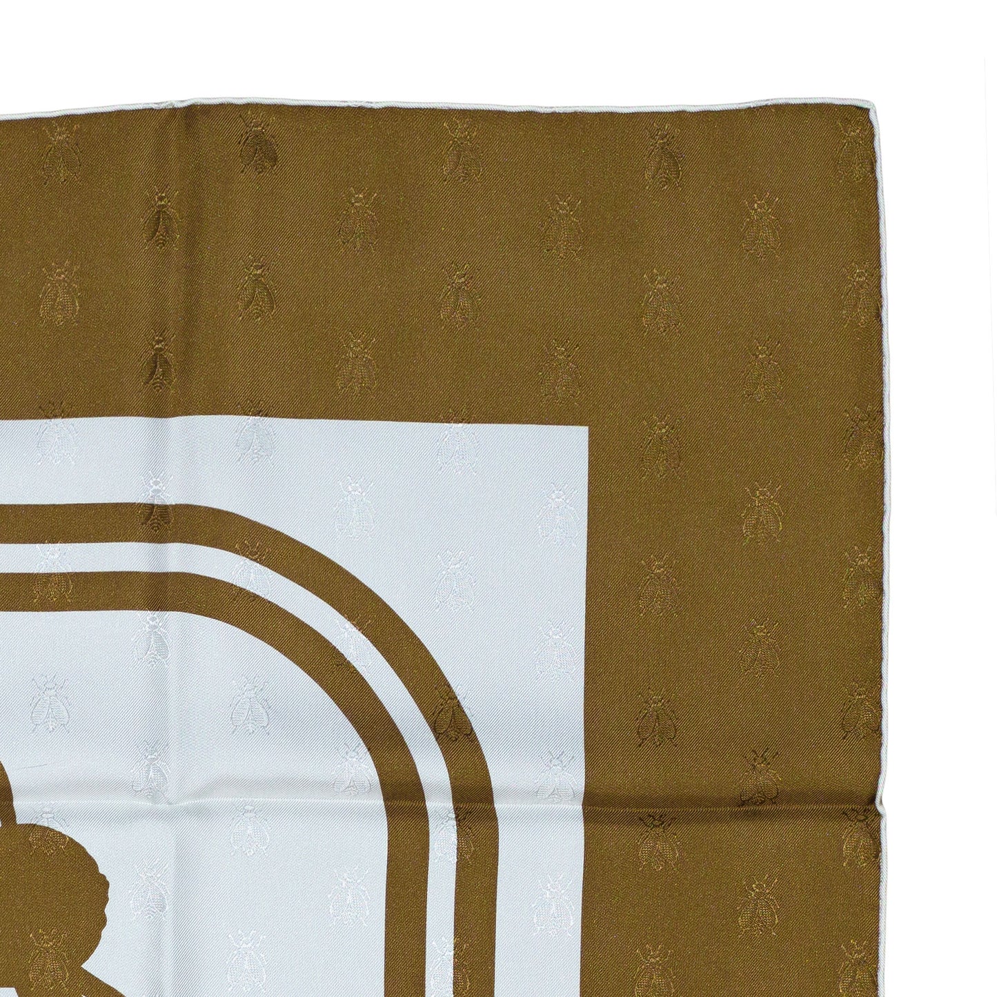 Hermes Scarf Bride De Gala Quadri Tattoo Jacquard Yellow White brown - NWCT RARE - 2404281434