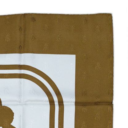 Hermes Scarf Bride De Gala Quadri Tattoo Jacquard Yellow White brown - NWCT RARE - 2404281434