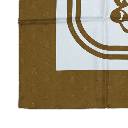 Hermes Scarf Bride De Gala Quadri Tattoo Jacquard Yellow White brown - NWCT RARE - 2404281434