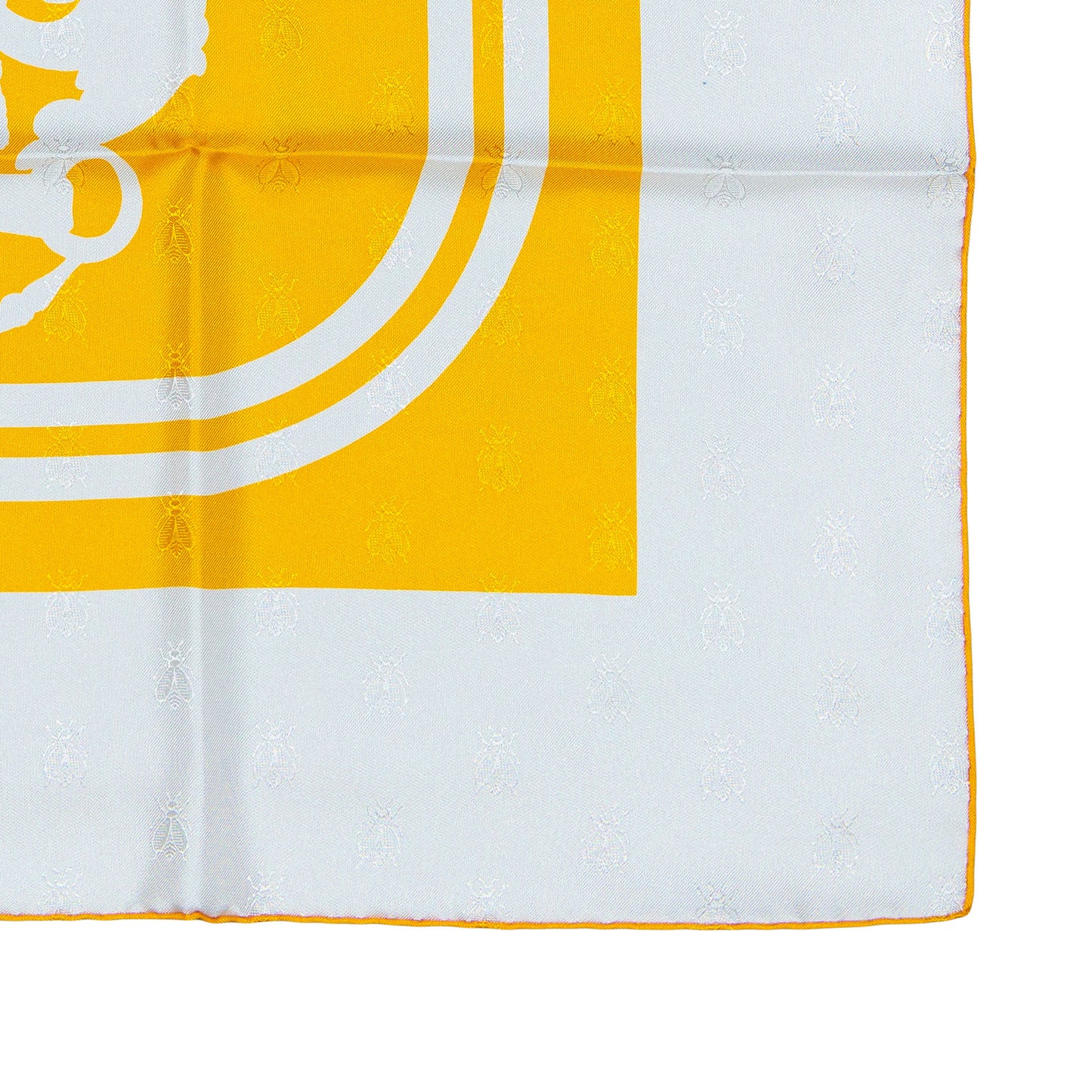 Hermes Scarf Bride De Gala Quadri Tattoo Jacquard Yellow White brown - NWCT RARE - 2404281434