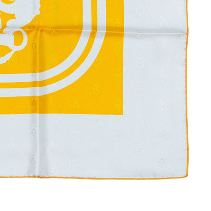 Hermes Scarf Bride De Gala Quadri Tattoo Jacquard Yellow White brown - NWCT RARE - 2404281434