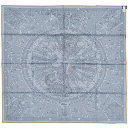 Hermes Scarf 90 C’est la Fête – Kaki – Anthracite – Gris – Double Face – NWSTS - 2508161537