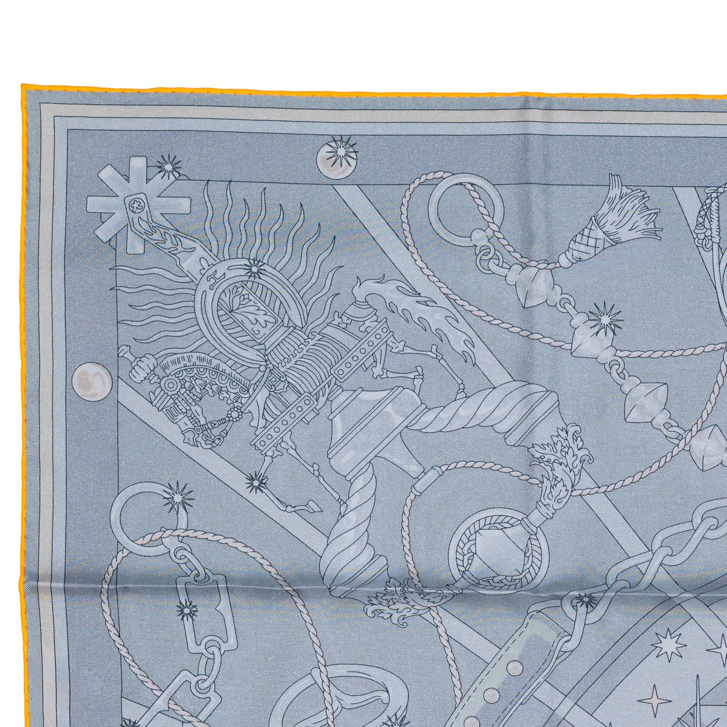 Hermes Scarf 90 C’est la Fête – Kaki – Anthracite – Gris – Double Face – NWSTS - 2508161537