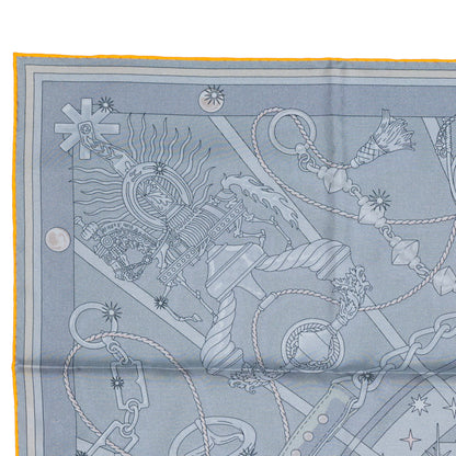 Hermes Scarf 90 C’est la Fête – Kaki – Anthracite – Gris – Double Face – NWSTS - 2508161537