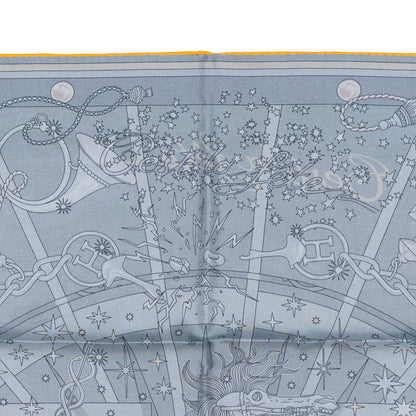 Hermes Scarf 90 C’est la Fête – Kaki – Anthracite – Gris – Double Face – NWSTS - 2508161537