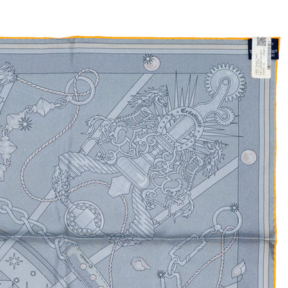 Hermes Scarf 90 C’est la Fête – Kaki – Anthracite – Gris – Double Face – NWSTS - 2508161537