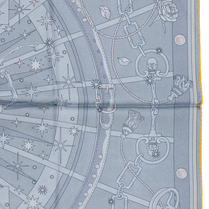 Hermes Scarf 90 C’est la Fête – Kaki – Anthracite – Gris – Double Face – NWSTS - 2508161537