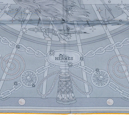 Hermes Scarf 90 C’est la Fête – Kaki – Anthracite – Gris – Double Face – NWSTS - 2508161537