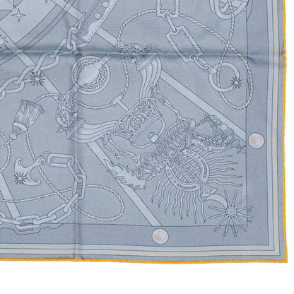 Hermes Scarf 90 C’est la Fête – Kaki – Anthracite – Gris – Double Face – NWSTS - 2508161537