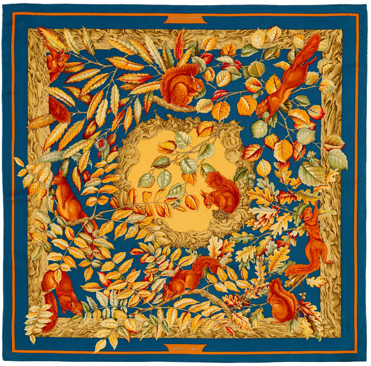 Hermes Scarf Casse Noisette – Bleu pétrole Marron Vert – Mint Care Tag