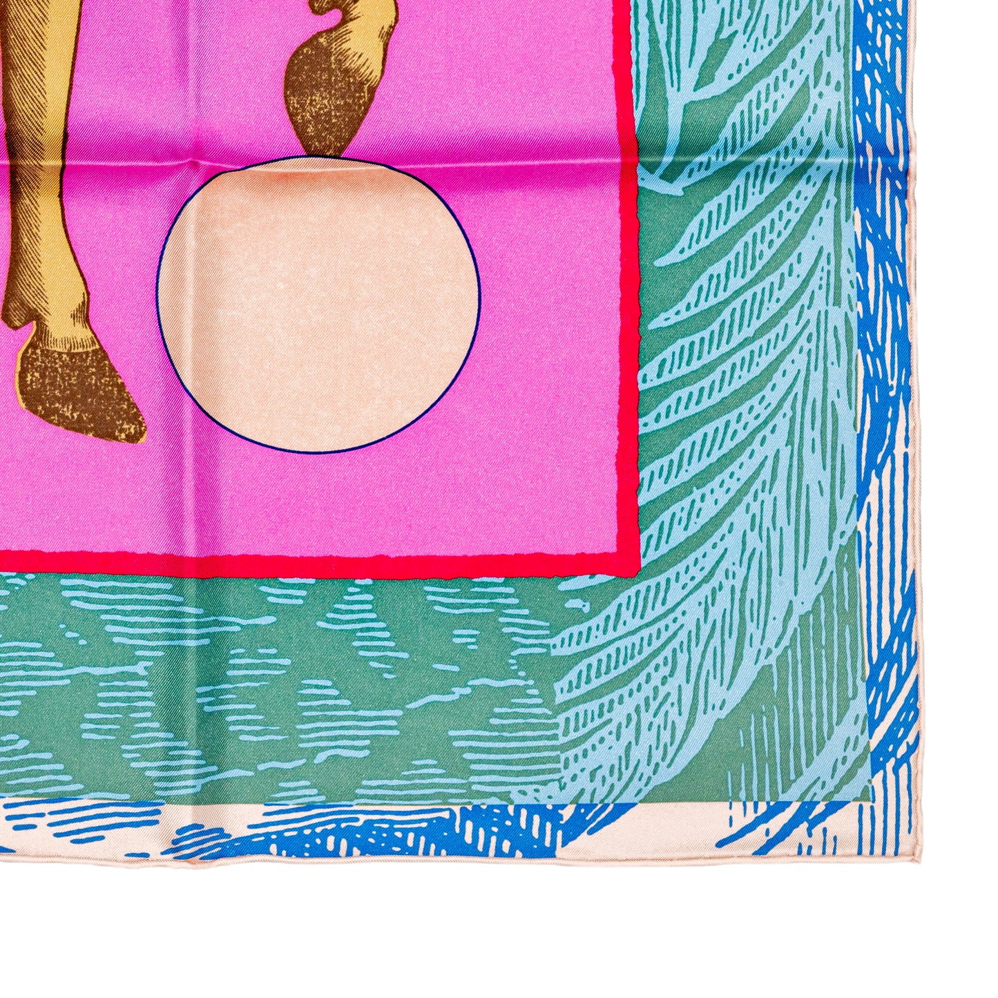 Hermes Scarf 90 Cavalier En Formes - Rose Vif Bleu Vert - NWST - 2601291217