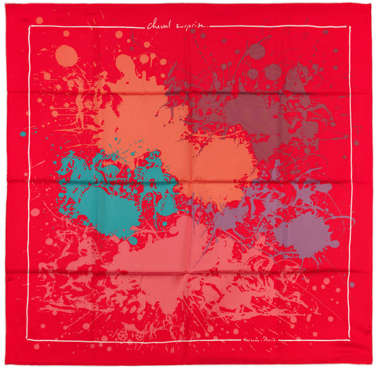 Hermes Silk Scarf Cheval Surprise – White Red – NWCTS – 1912112120