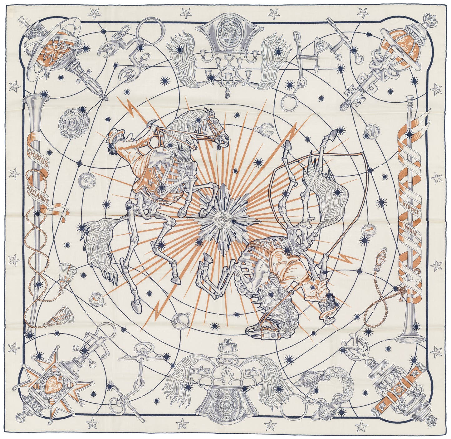 Hermès Shawl Chorus Stellarum - CS140 - Blanc Marine Beige - New Store Tag