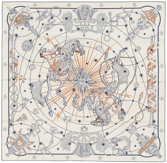 Hermès Shawl Chorus Stellarum - CS140 - Blanc Marine Beige - New Store Tag