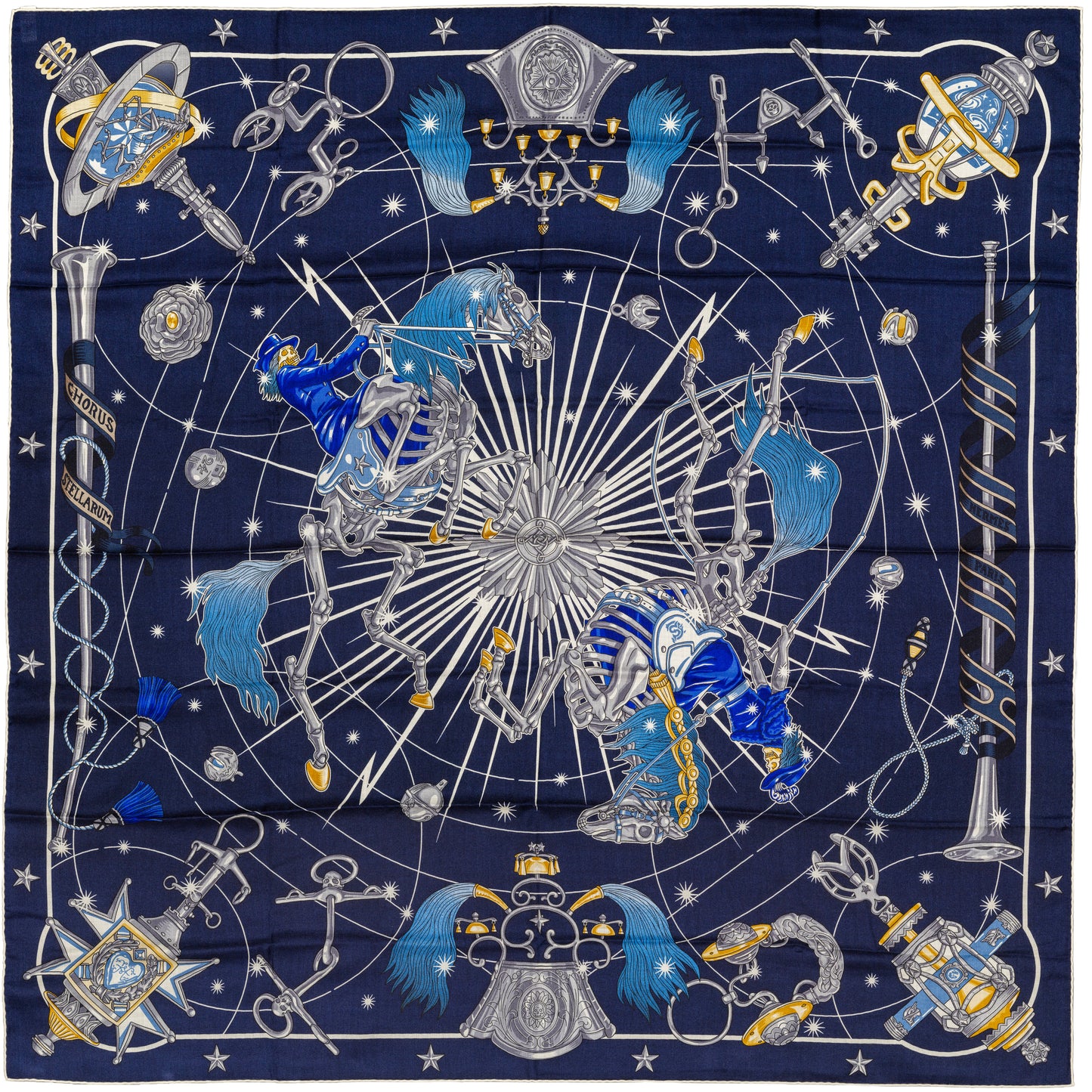 Hermès Shawl Chorus Stellarum - CS140 - Marine Indigo Blanc - New Store Tag