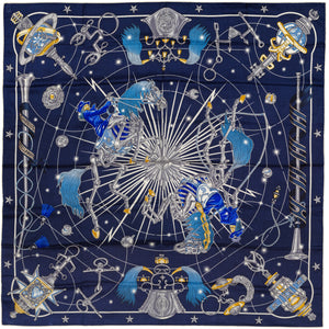 Hermès Shawl Chorus Stellarum - CS140 - Marine Indigo Blanc - New Store Tag