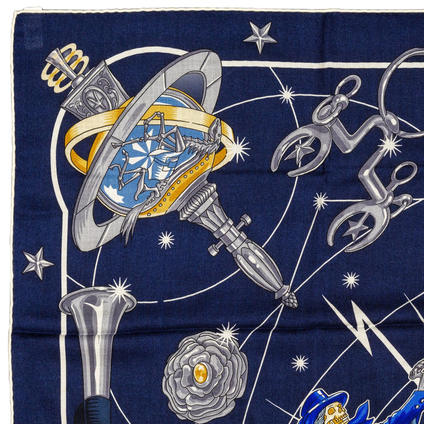 Hermès Shawl Chorus Stellarum - CS140 - Marine Indigo Blanc - New Store Tag