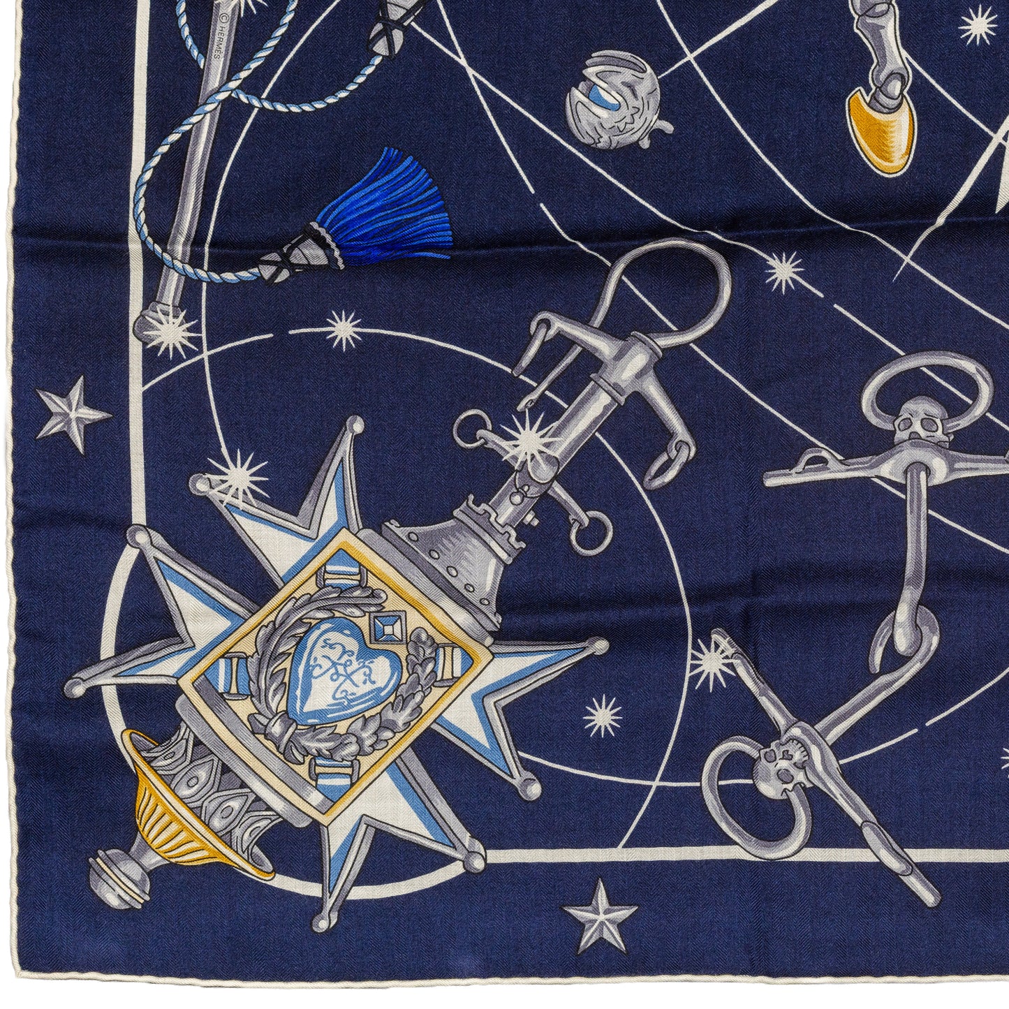 Hermès Shawl Chorus Stellarum - CS140 - Marine Indigo Blanc - New Store Tag
