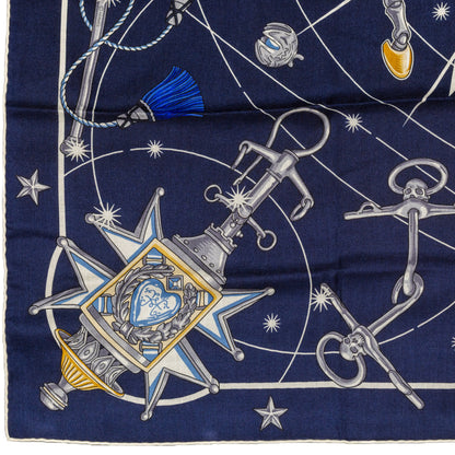 Hermès Shawl Chorus Stellarum - CS140 - Marine Indigo Blanc - New Store Tag
