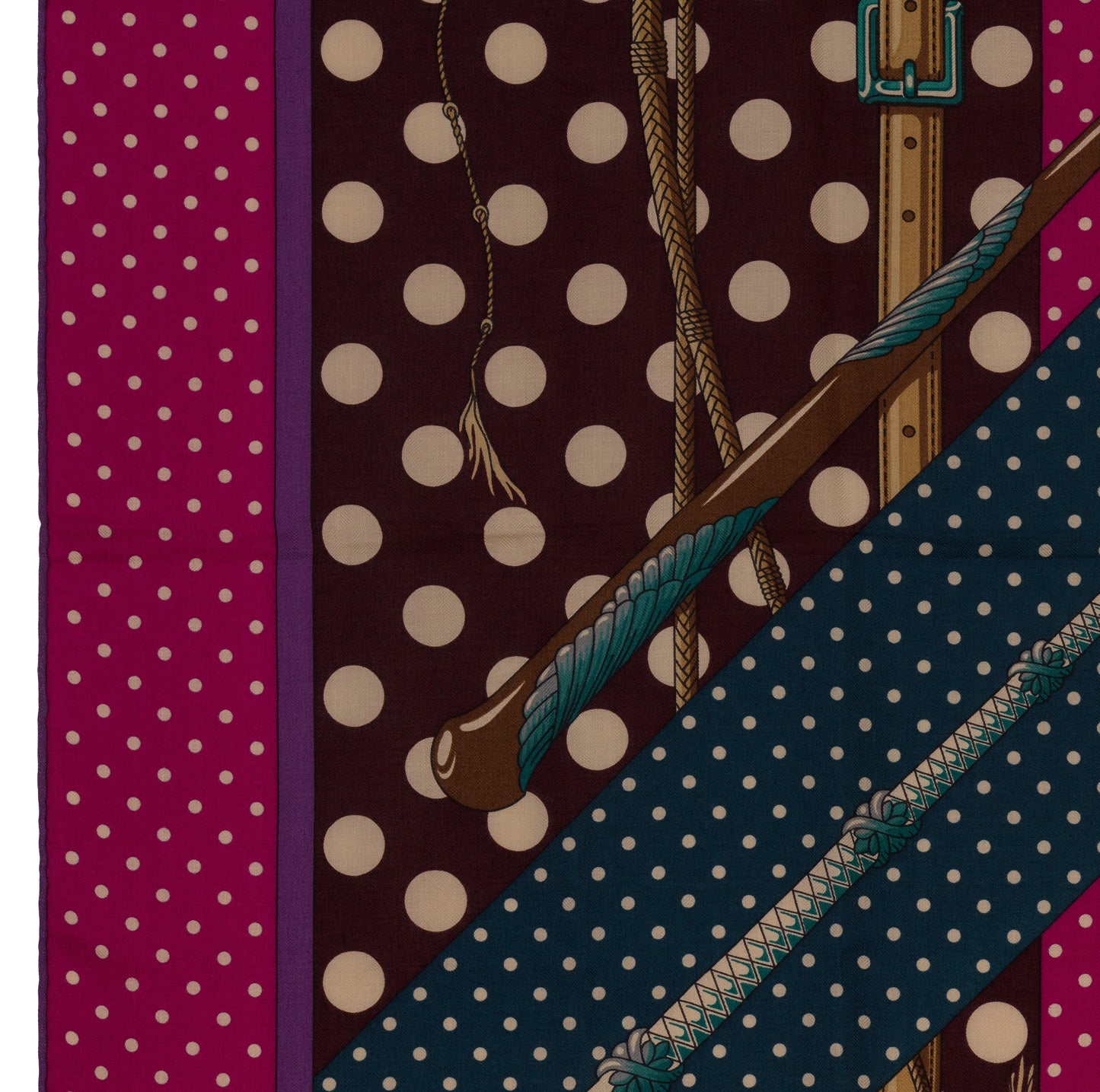 Hermès Shawl Clic Clac a Pois - CS140 - Ardoise Aubergine Fuchsia - NWSTS - 1703011404