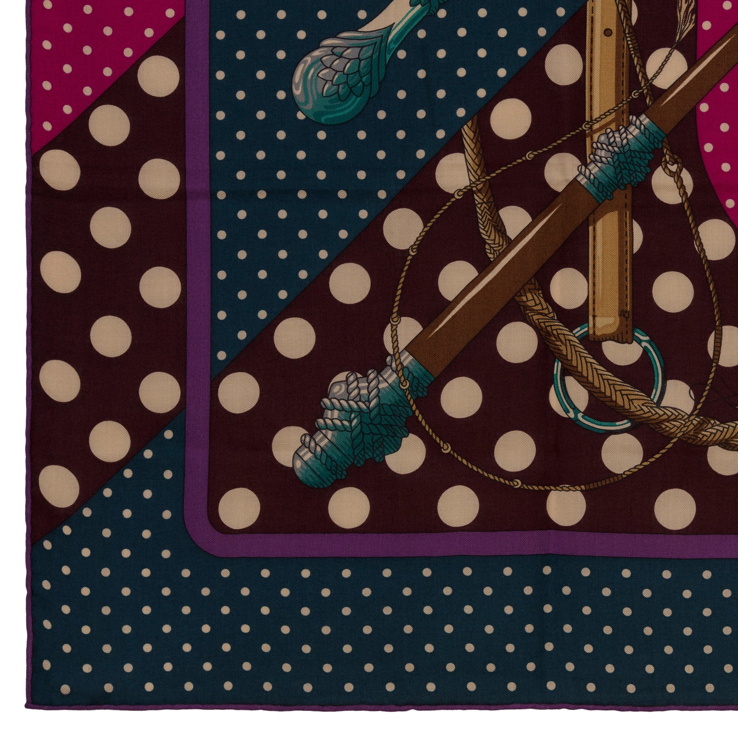 Hermès Shawl Clic Clac a Pois - CS140 - Ardoise Aubergine Fuchsia - NWSTS - 1703011404